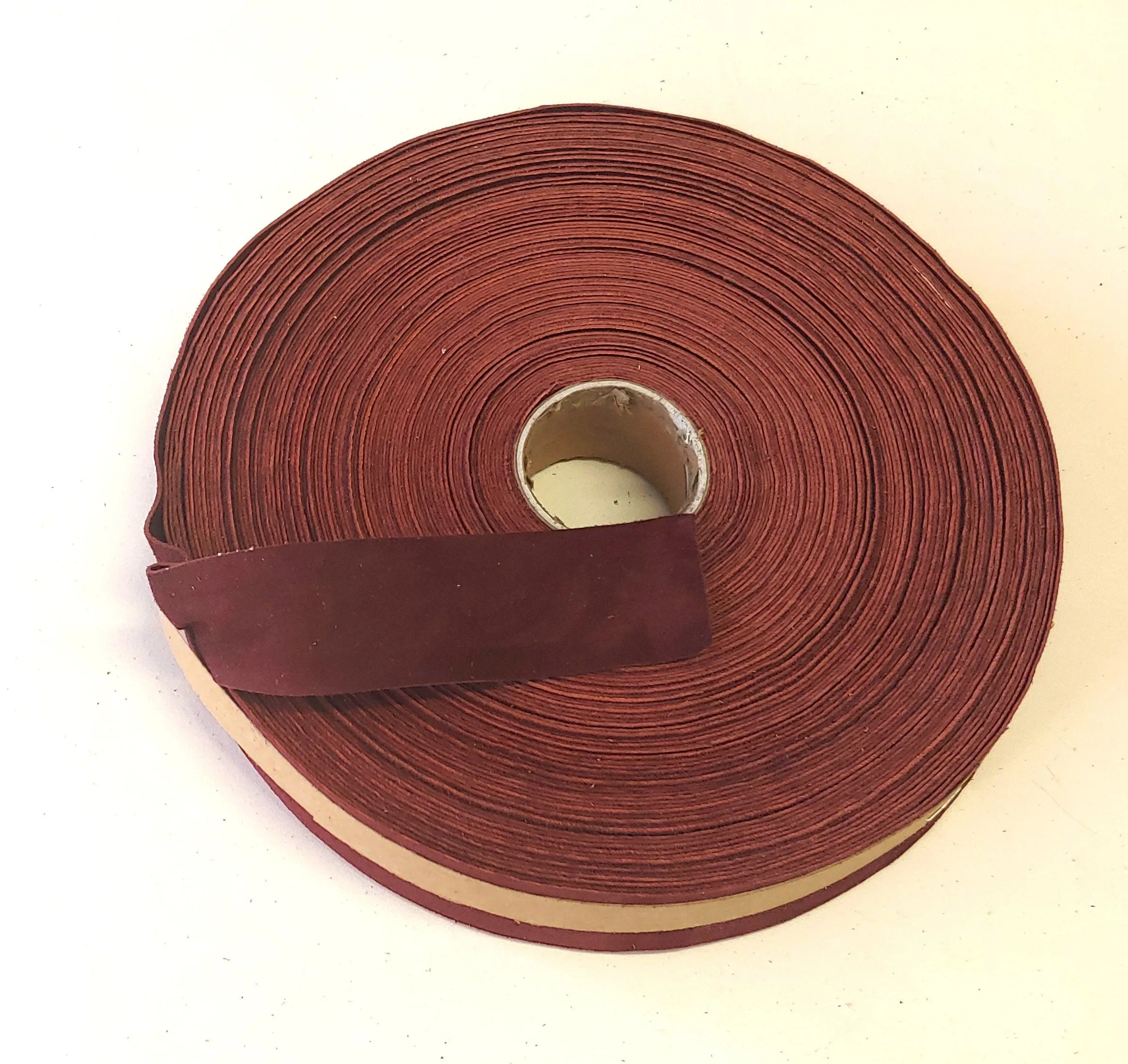 1-1/4" Flat Wine Goat Suede Leather Stripping 1250NKA (3 YDS) binding, leather tape