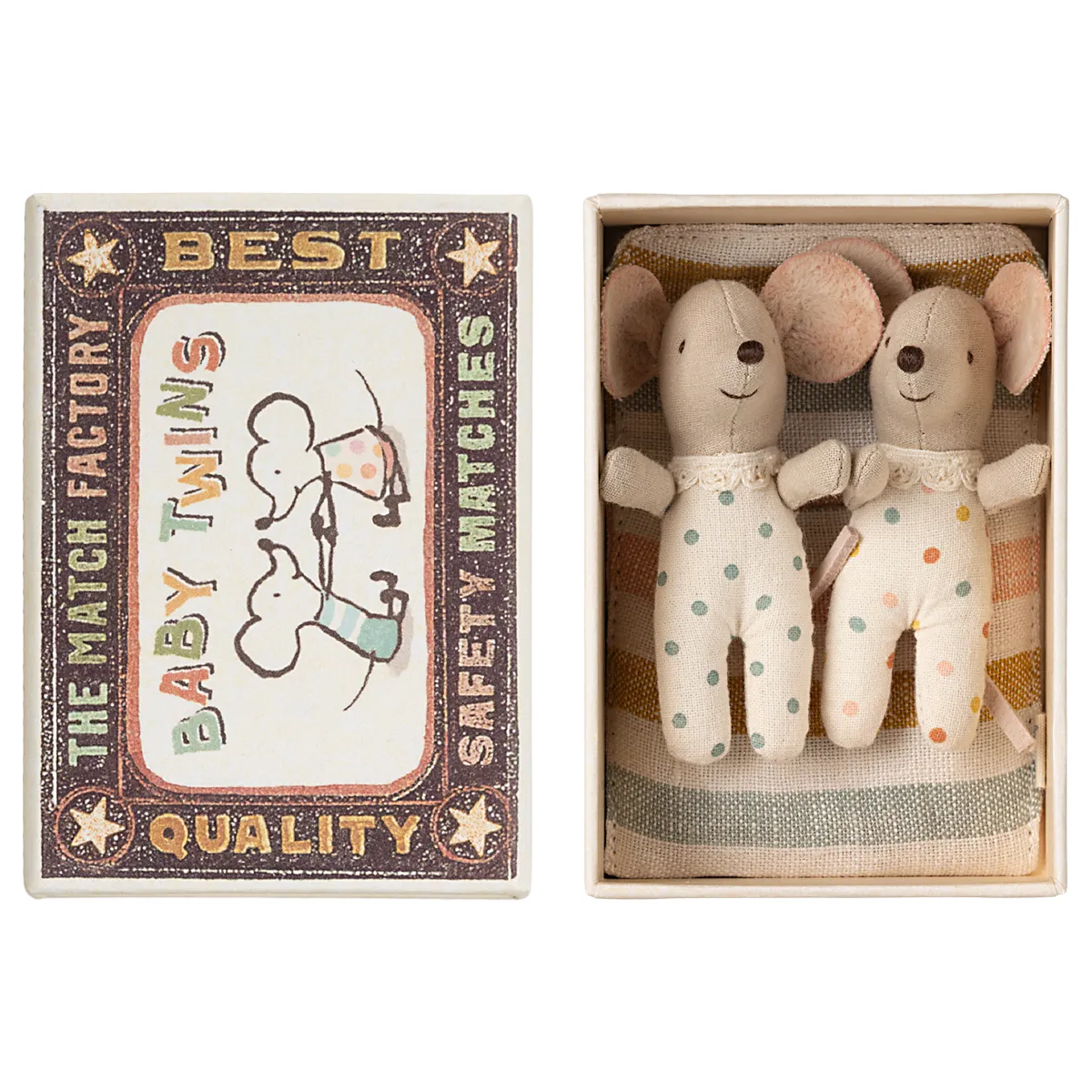 Baby Mice Twins in Box - Polka Dots