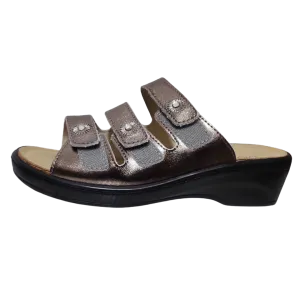 BIOTIME Alecia Pewter Leather Sandals: Effortless Style and Comfort