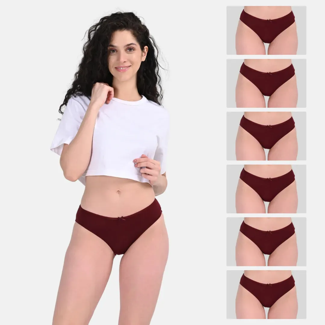 BrZee Bikinis | Lightweight Cotton-Elastane Fabric | Super Stretchy For Comfort | No Visible Panty Lines | Pack Of 6