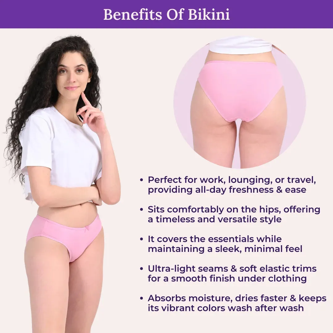 BrZee Bikinis | Lightweight Cotton-Elastane Fabric | Super Stretchy For Comfort | No Visible Panty Lines | Pack Of 6