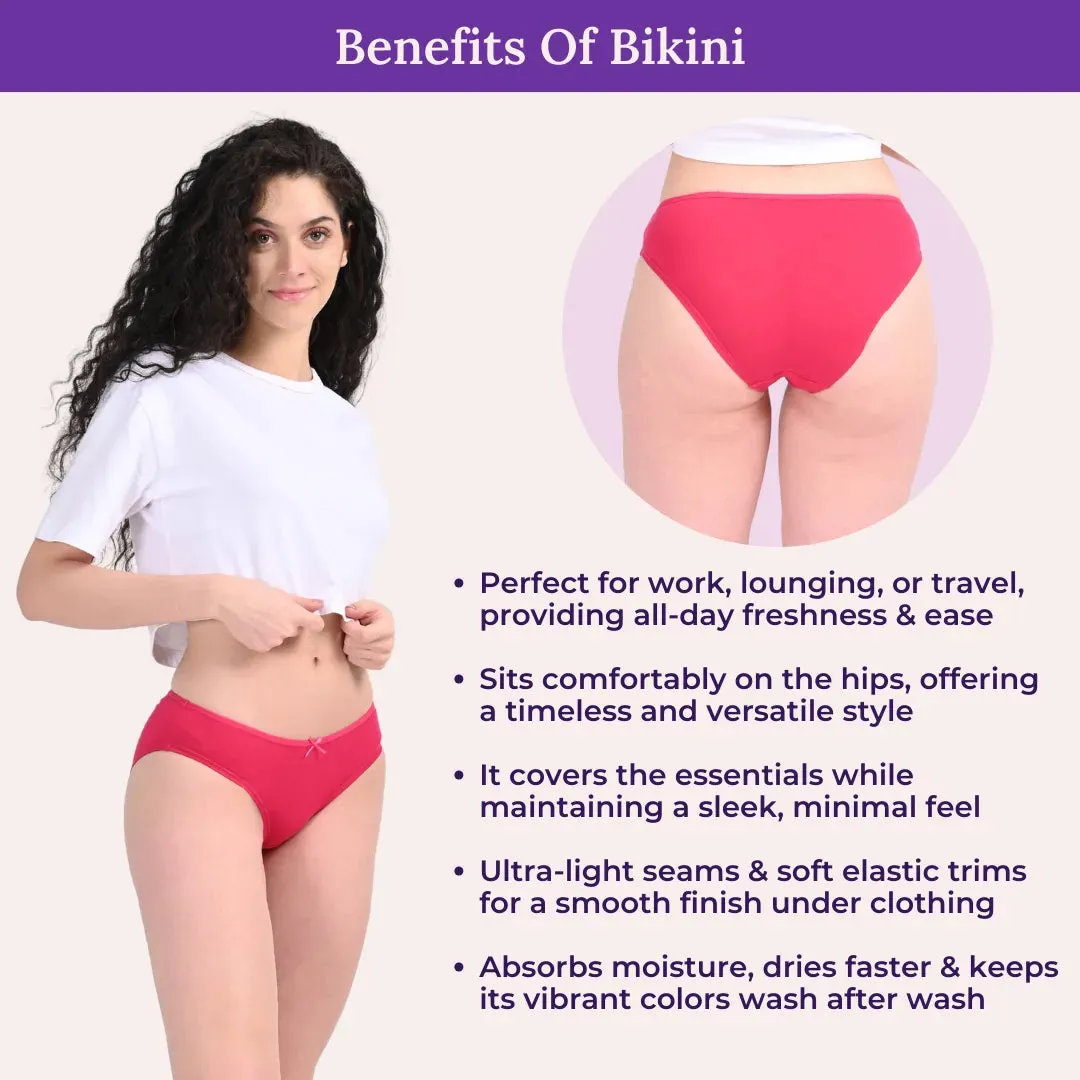 BrZee Bikinis | Lightweight Cotton-Elastane Fabric | Super Stretchy For Comfort | No Visible Panty Lines | Pack Of 6