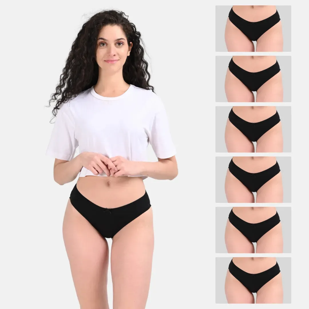 BrZee Bikinis | Lightweight Cotton-Elastane Fabric | Super Stretchy For Comfort | No Visible Panty Lines | Pack Of 6