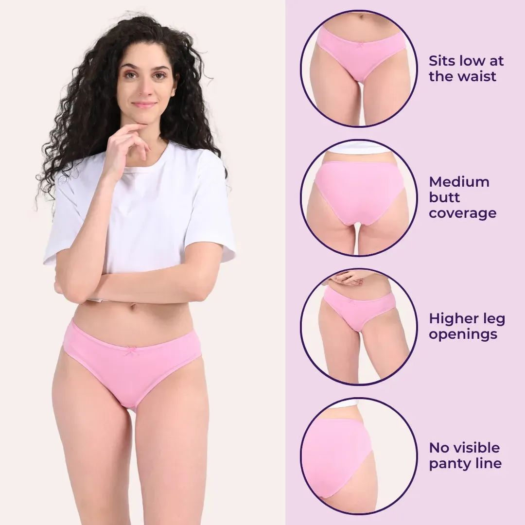 BrZee Bikinis | Lightweight Cotton-Elastane Fabric | Super Stretchy For Comfort | No Visible Panty Lines | Pack Of 6