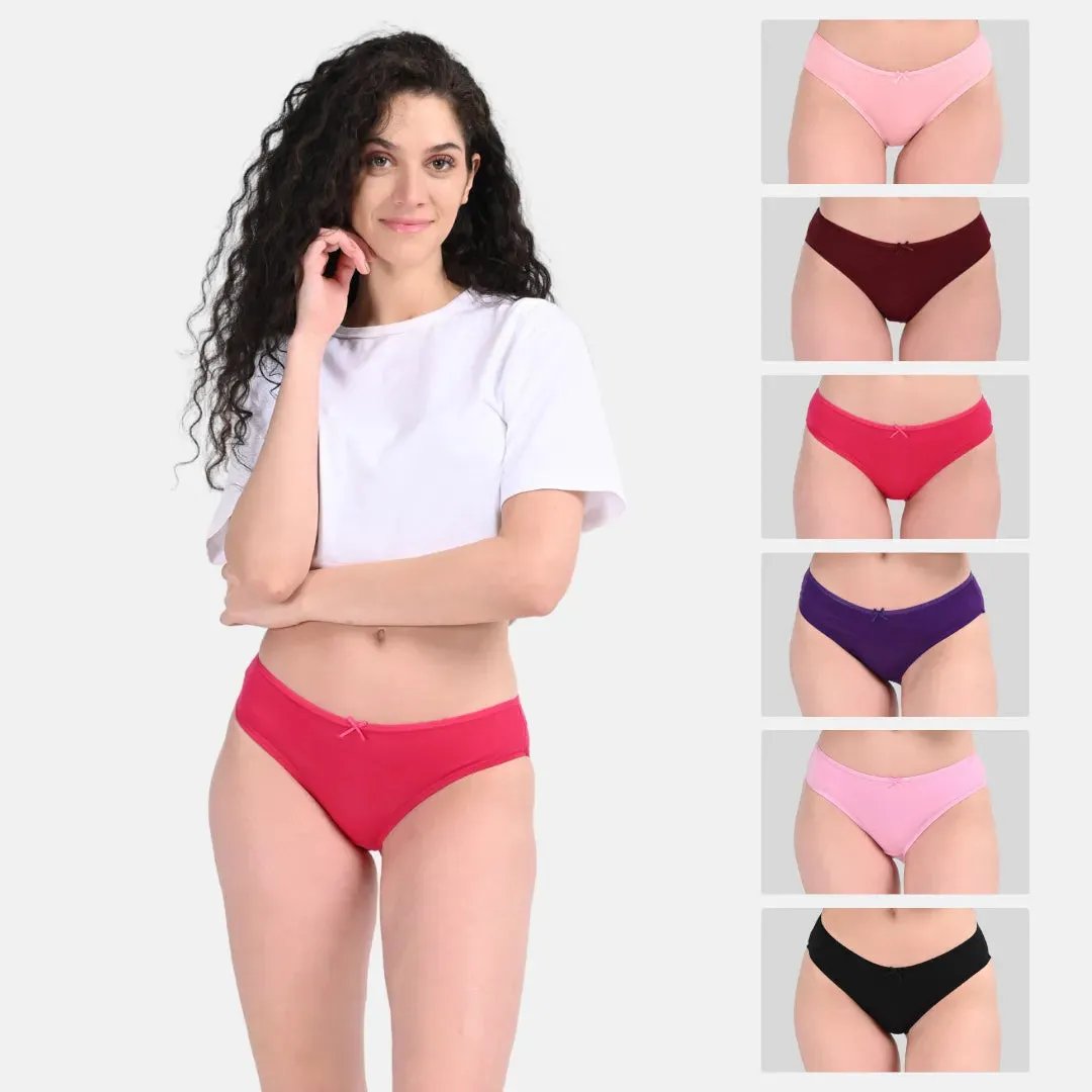 BrZee Bikinis | Lightweight Cotton-Elastane Fabric | Super Stretchy For Comfort | No Visible Panty Lines | Pack Of 6