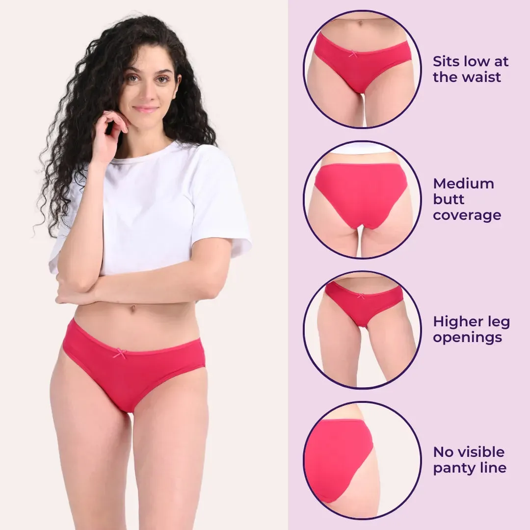 BrZee Bikinis | Lightweight Cotton-Elastane Fabric | Super Stretchy For Comfort | No Visible Panty Lines | Pack Of 6