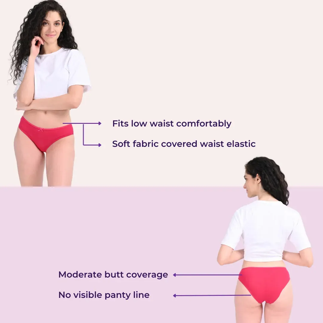 BrZee Bikinis | Lightweight Cotton-Elastane Fabric | Super Stretchy For Comfort | No Visible Panty Lines | Pack Of 6