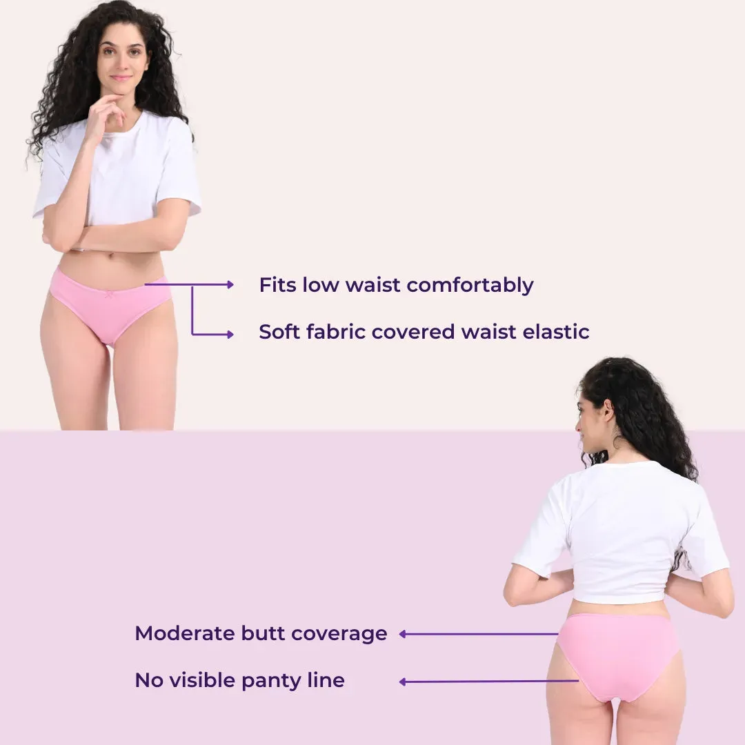 BrZee Bikinis | Lightweight Cotton-Elastane Fabric | Super Stretchy For Comfort | No Visible Panty Lines | Pack Of 6