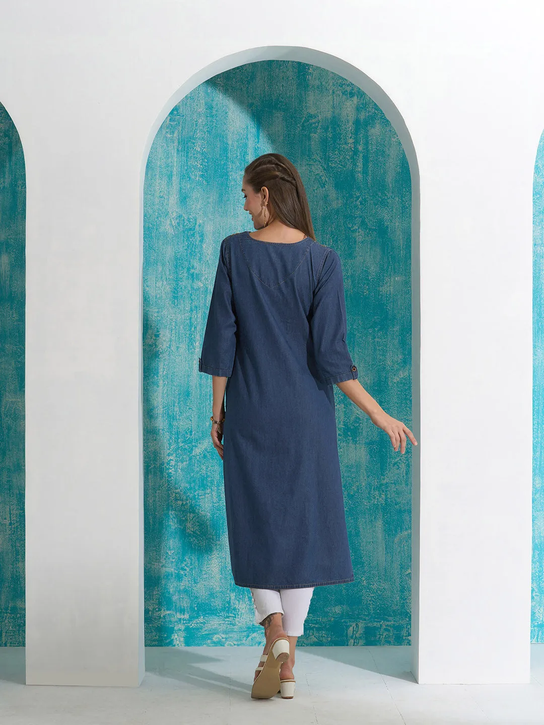 Buy Dx Comfort Fit Denim Kurta for Women Online in India - Zola