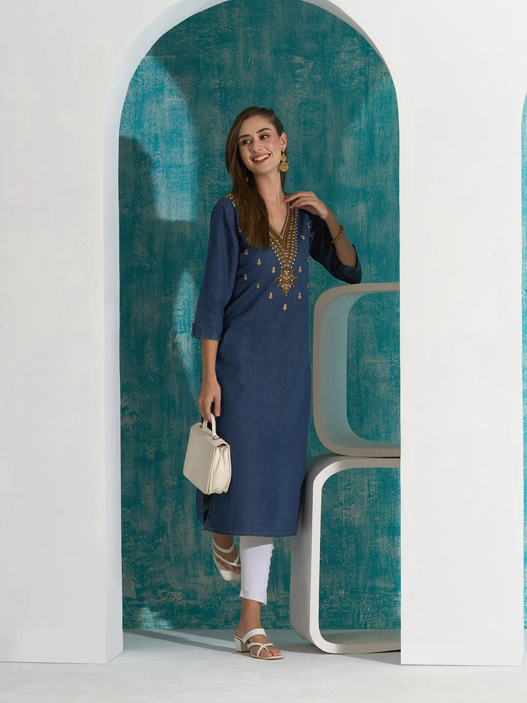 Buy Dx Comfort Fit Denim Kurta for Women Online in India - Zola