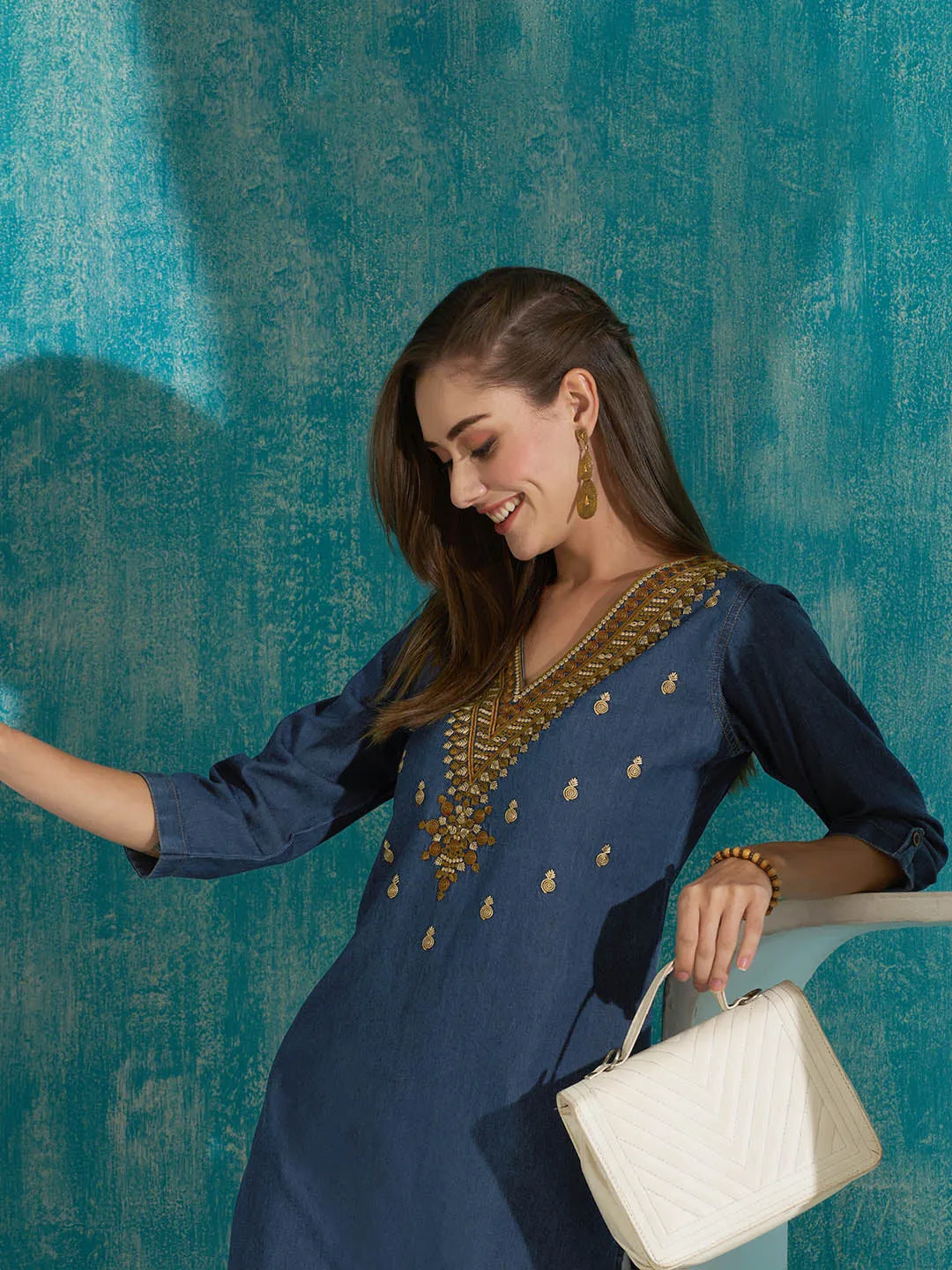 Buy Dx Comfort Fit Denim Kurta for Women Online in India - Zola