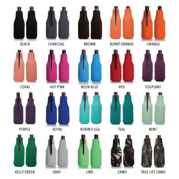 Collapsible Foam Zippered Bottle Cooler #204Z - Custom Pet Illustration