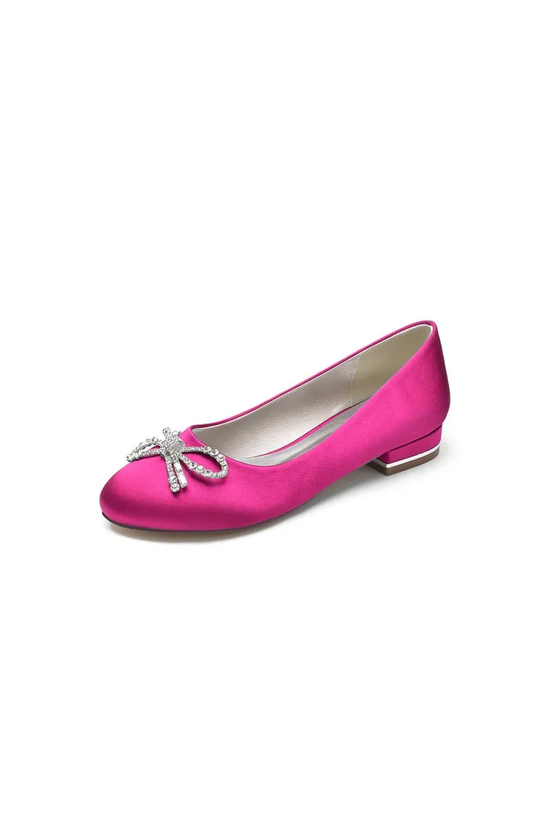 Crystal Bow Round Toe Flats