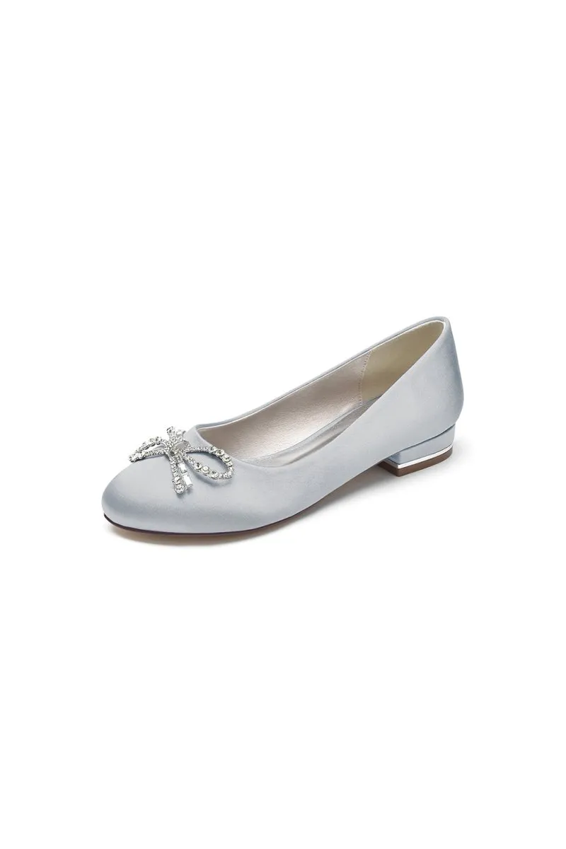 Crystal Bow Round Toe Flats