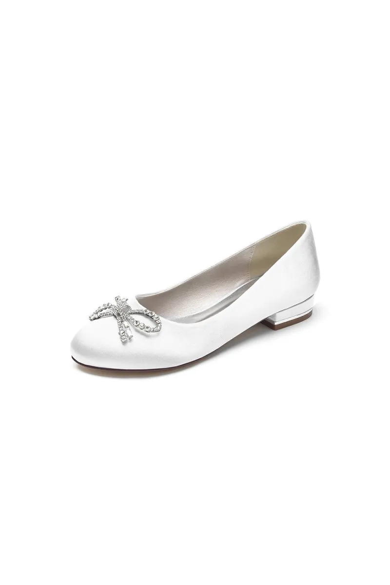 Crystal Bow Round Toe Flats
