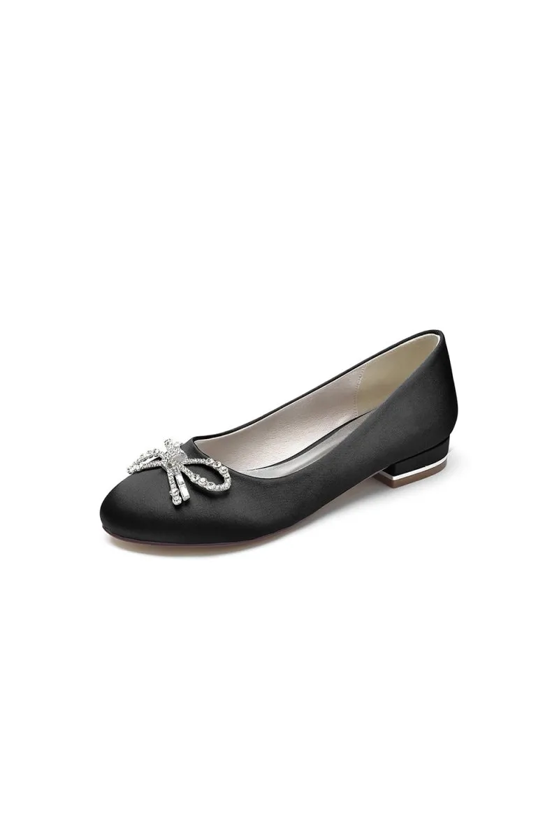 Crystal Bow Round Toe Flats