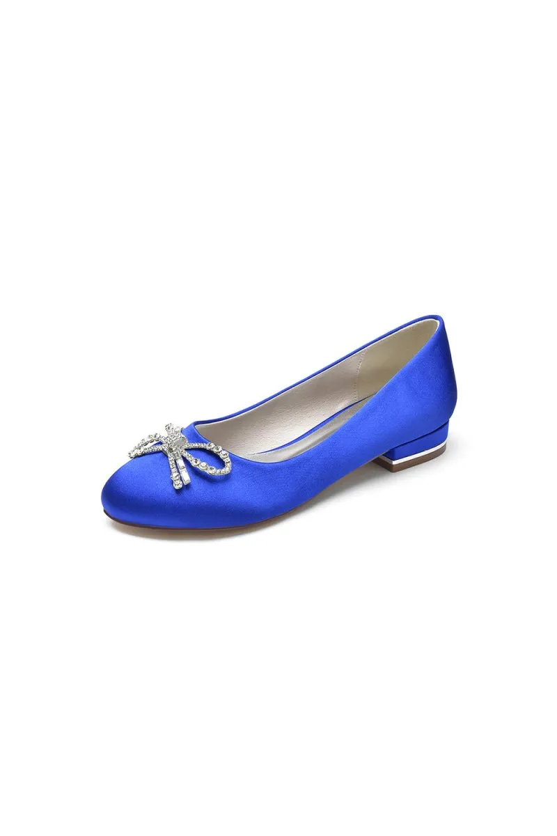 Crystal Bow Round Toe Flats