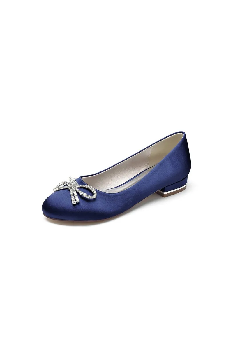 Crystal Bow Round Toe Flats
