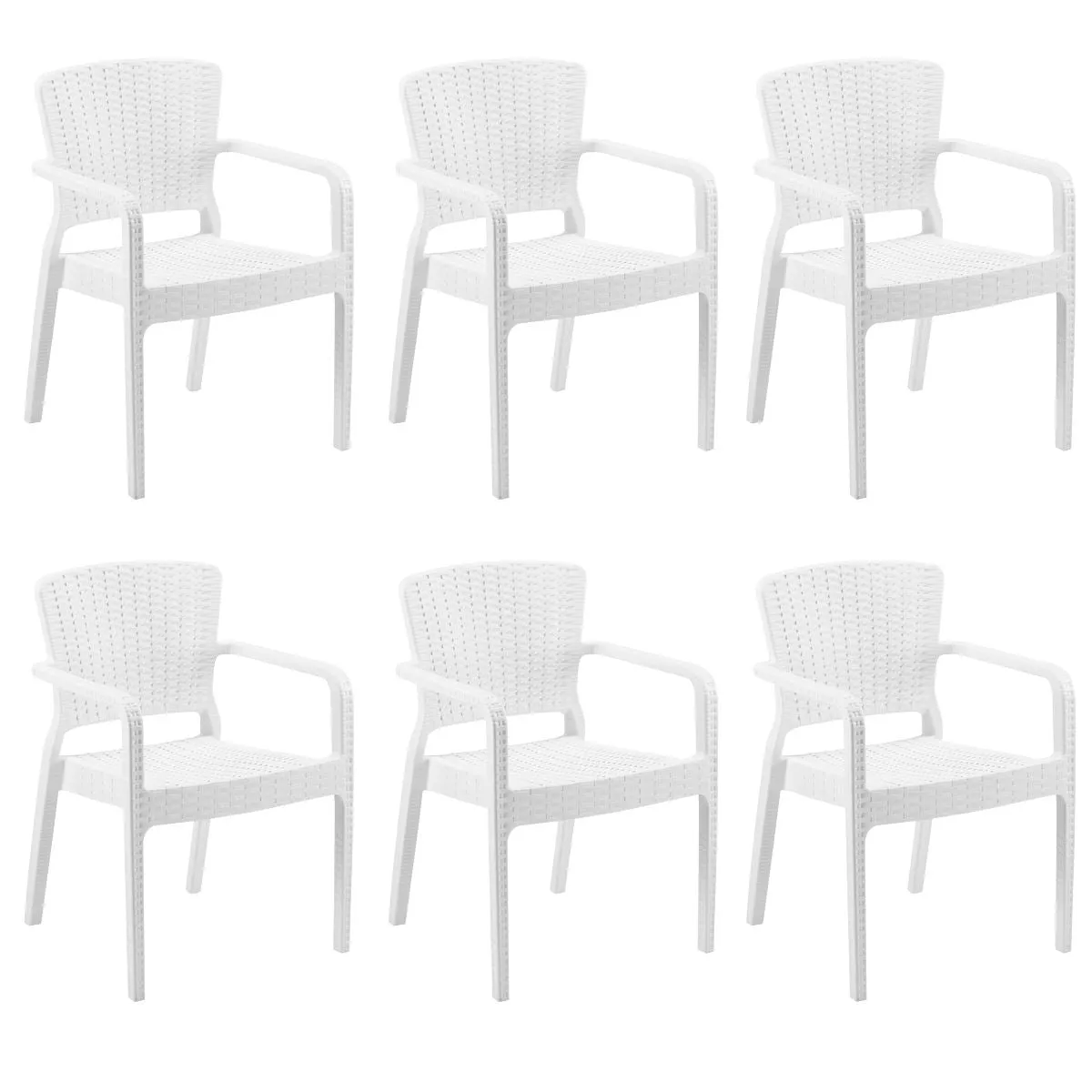 Dellonda Armchair Durable, Weather Resistant PP Body, Stackable x 6 - White