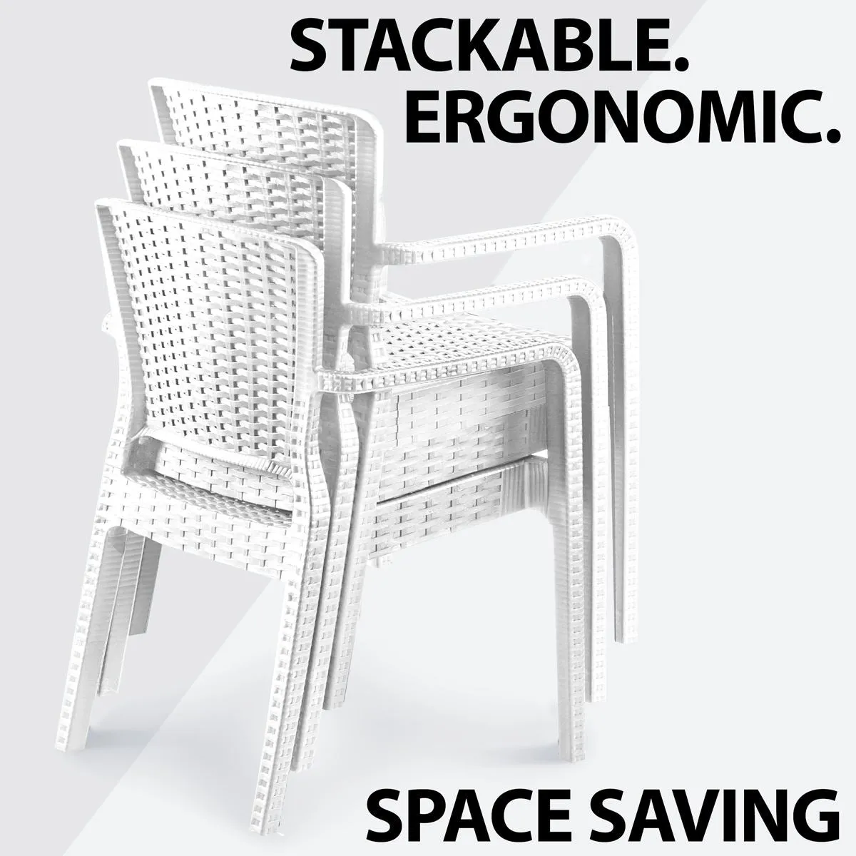 Dellonda Armchair Durable, Weather Resistant PP Body, Stackable x 6 - White