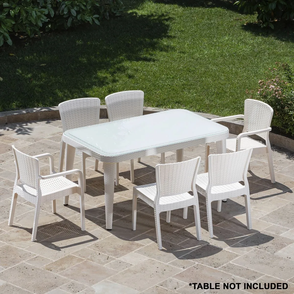 Dellonda Armchair Durable, Weather Resistant PP Body, Stackable x 6 - White