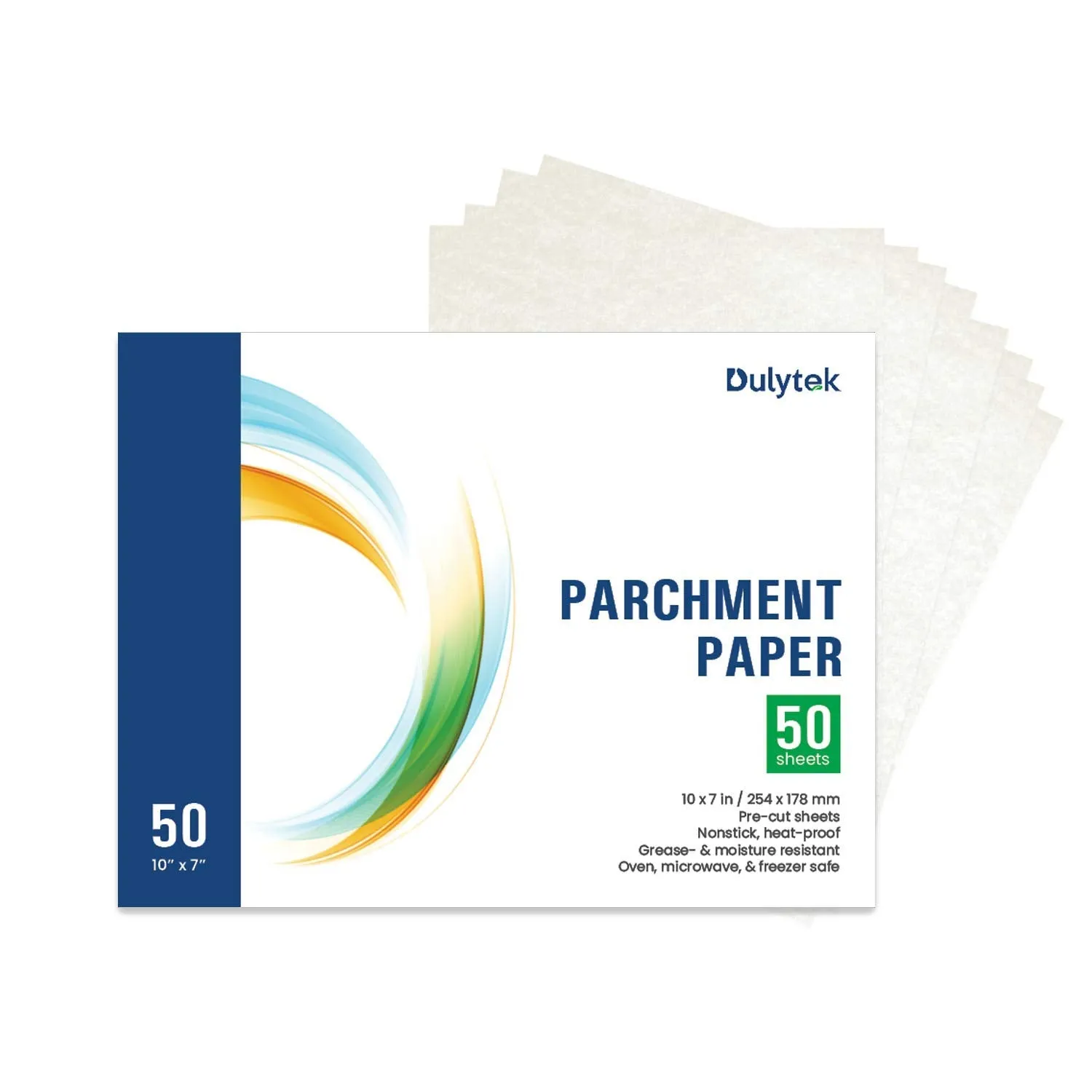 Dulytek® 50-Sheet Parchment Paper, Pre-Cut 10" x 7", Extra Durable