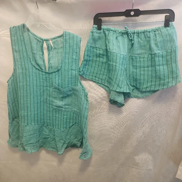 Free People Women's Annabelle Short Set In Kelly Green Combo SZ S