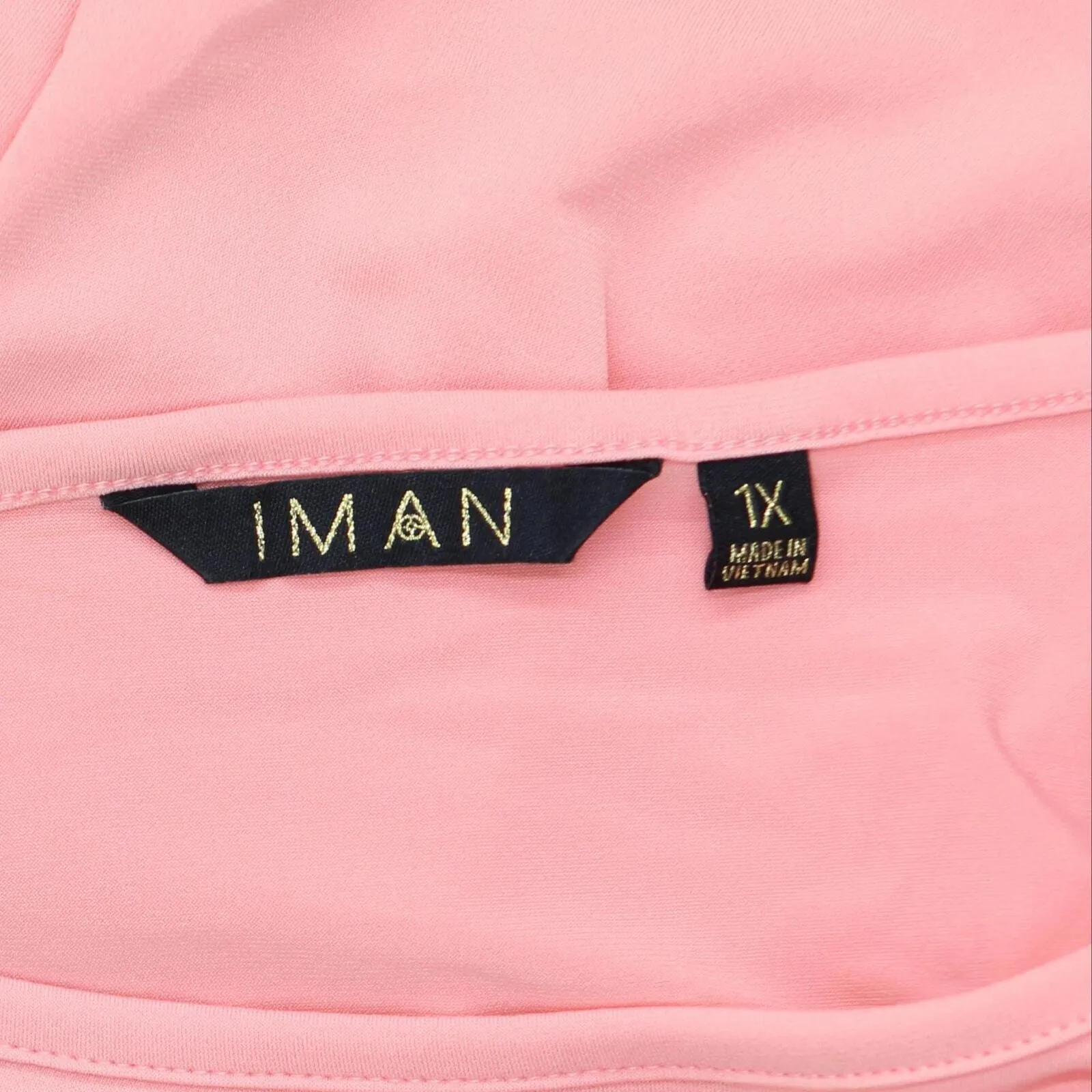 Global Chic By Iman Boho Chic Flutter Sleeve Top Necklace Bright Coral Pink 1X