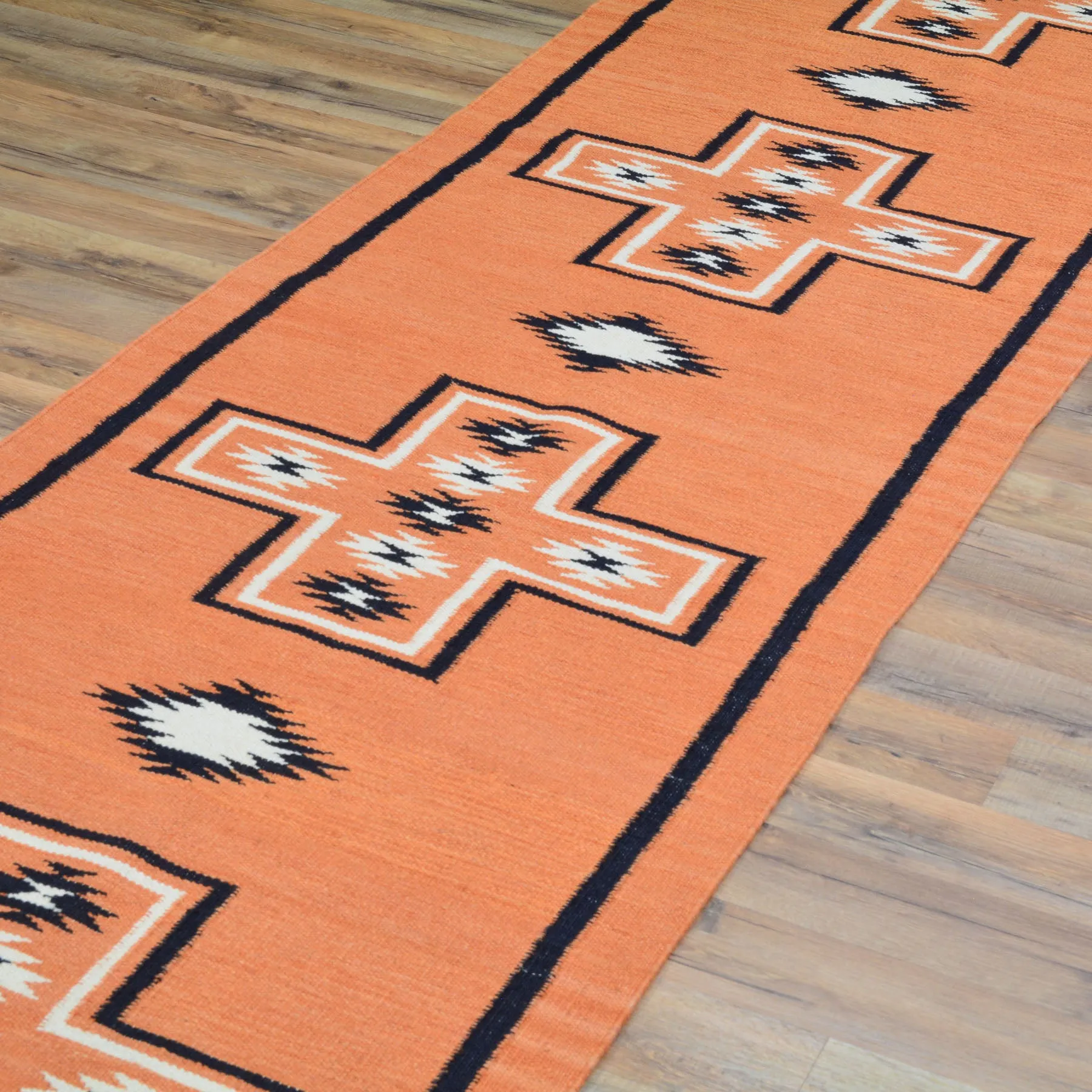 Hand-Woven Reversible Southwestern Design Handmade Wool Kilim (Size 2.8 X 9.8) Cwral-11160