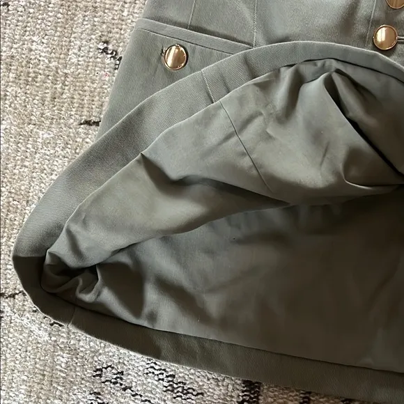 INTERMIX Palmer Olive Green Button-Up Mini Skirt 8 Medium