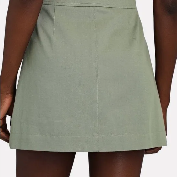 INTERMIX Palmer Olive Green Button-Up Mini Skirt 8 Medium