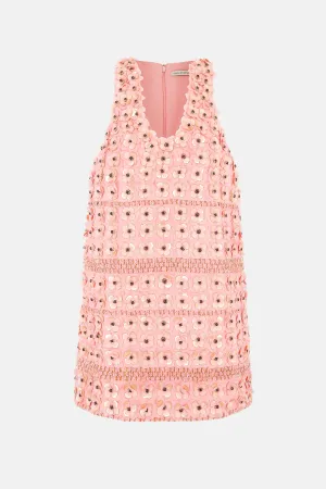 Issy Embellished Dress In Pink Viscose Crepe