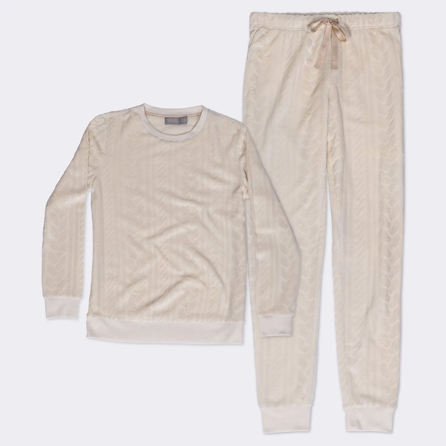 Ladies' 2-PC Carved Plush Cozy Pajama Set