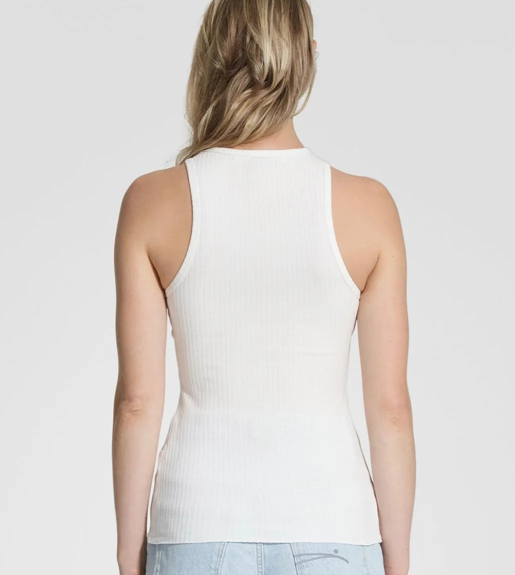 Luxe Rib Cutaway Tank - White