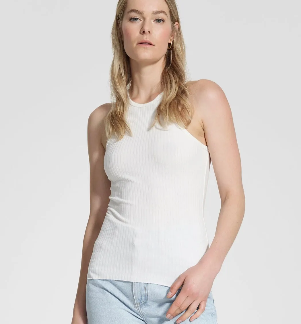 Luxe Rib Cutaway Tank - White