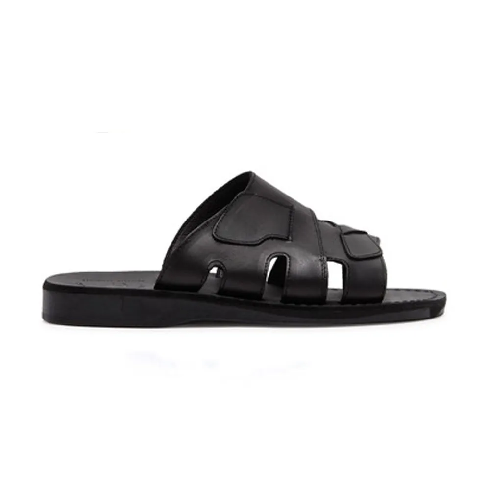 Mateo - Leather Open Toe Slide Sandal | Black