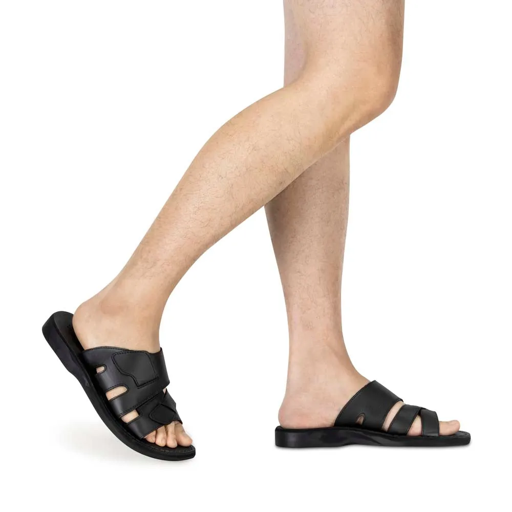 Mateo - Leather Open Toe Slide Sandal | Black