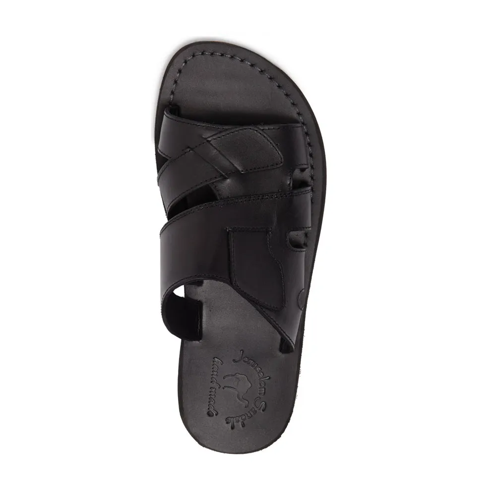 Mateo - Leather Open Toe Slide Sandal | Black