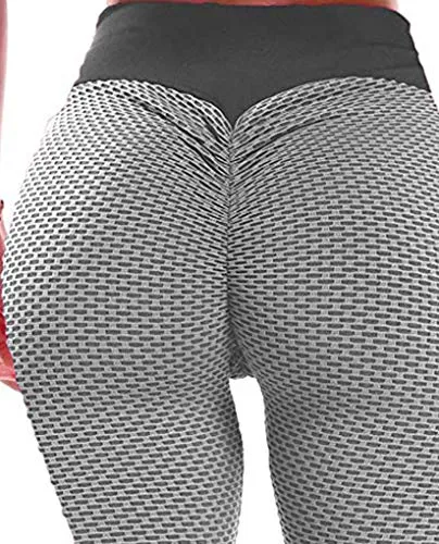 Memoryee Women's Ruched High Waist Yoga Pants Running Butt Lifting Slim Leggings/#2 Grey/M