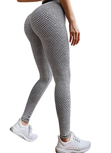 Memoryee Women's Ruched High Waist Yoga Pants Running Butt Lifting Slim Leggings/#2 Grey/M