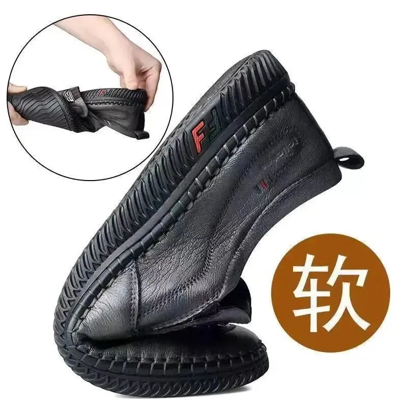 Mens Leather Loafers Non Slip Walking Flats Breathable Outdoor Slip on Casual Shoes for Male Work Office Driving Sneakers2