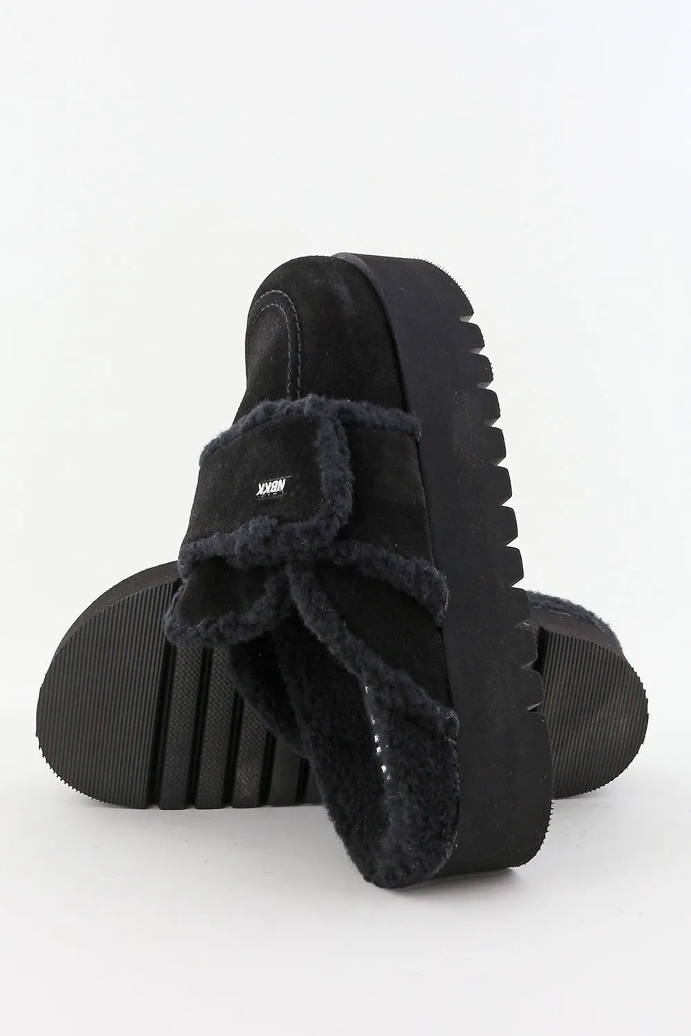 Nubikk loafers Teddy Chunky Fur (L) 21076300 black raven suede