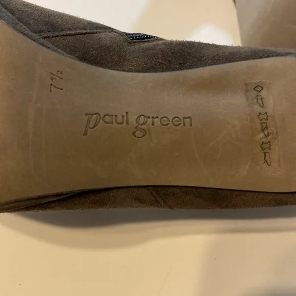 Paul Green Jazzy Heeled Ankle Booties Dark Gray/Taupe Suede Size 7.5