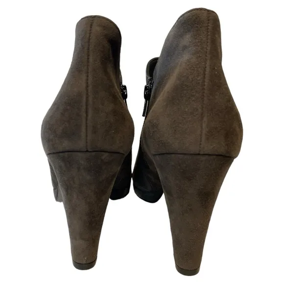Paul Green Jazzy Heeled Ankle Booties Dark Gray/Taupe Suede Size 7.5