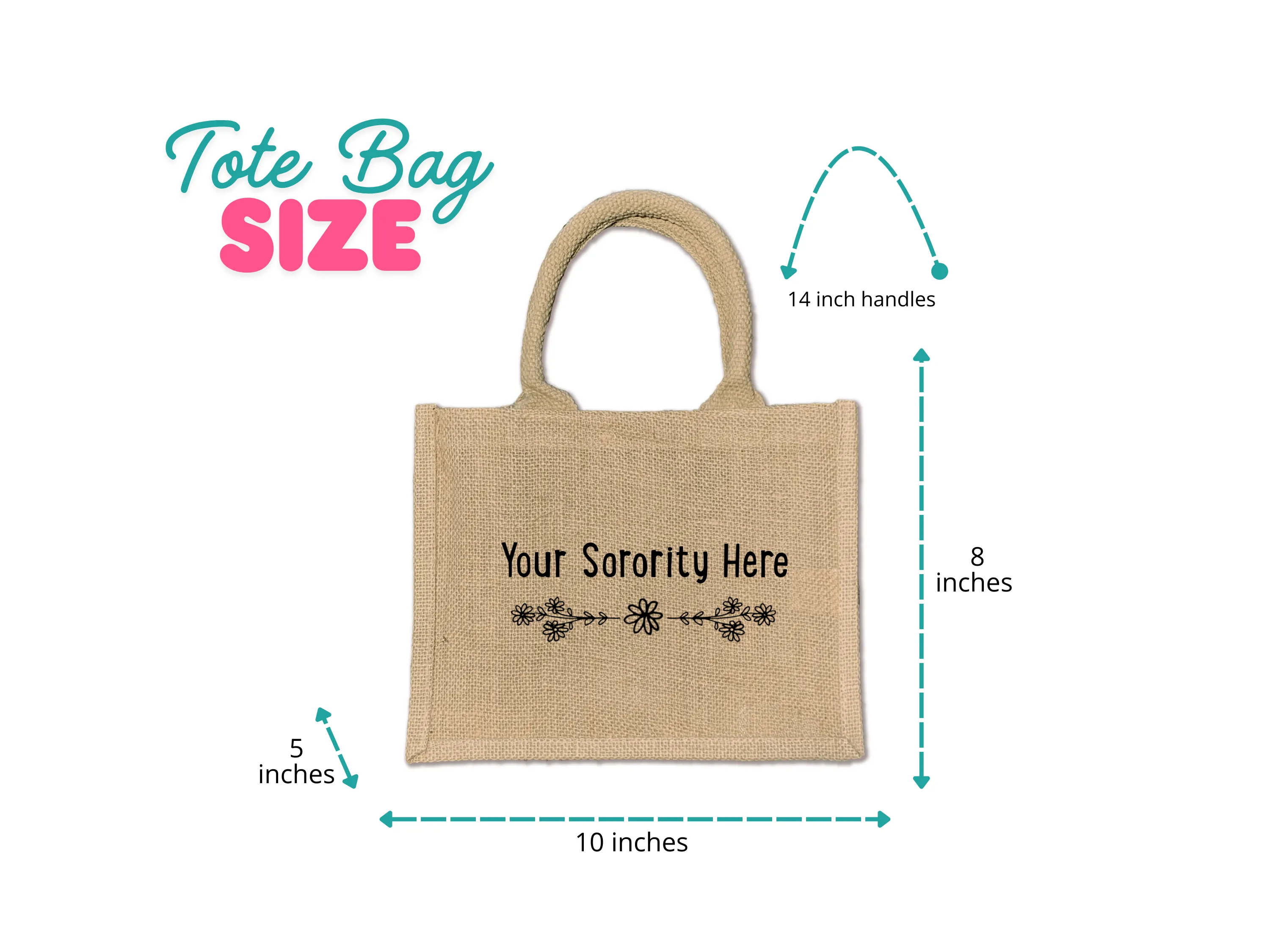Phi Sigma Sigma  Floral Burlap Sorority Tote Bag – Perfect for Greek Life and College