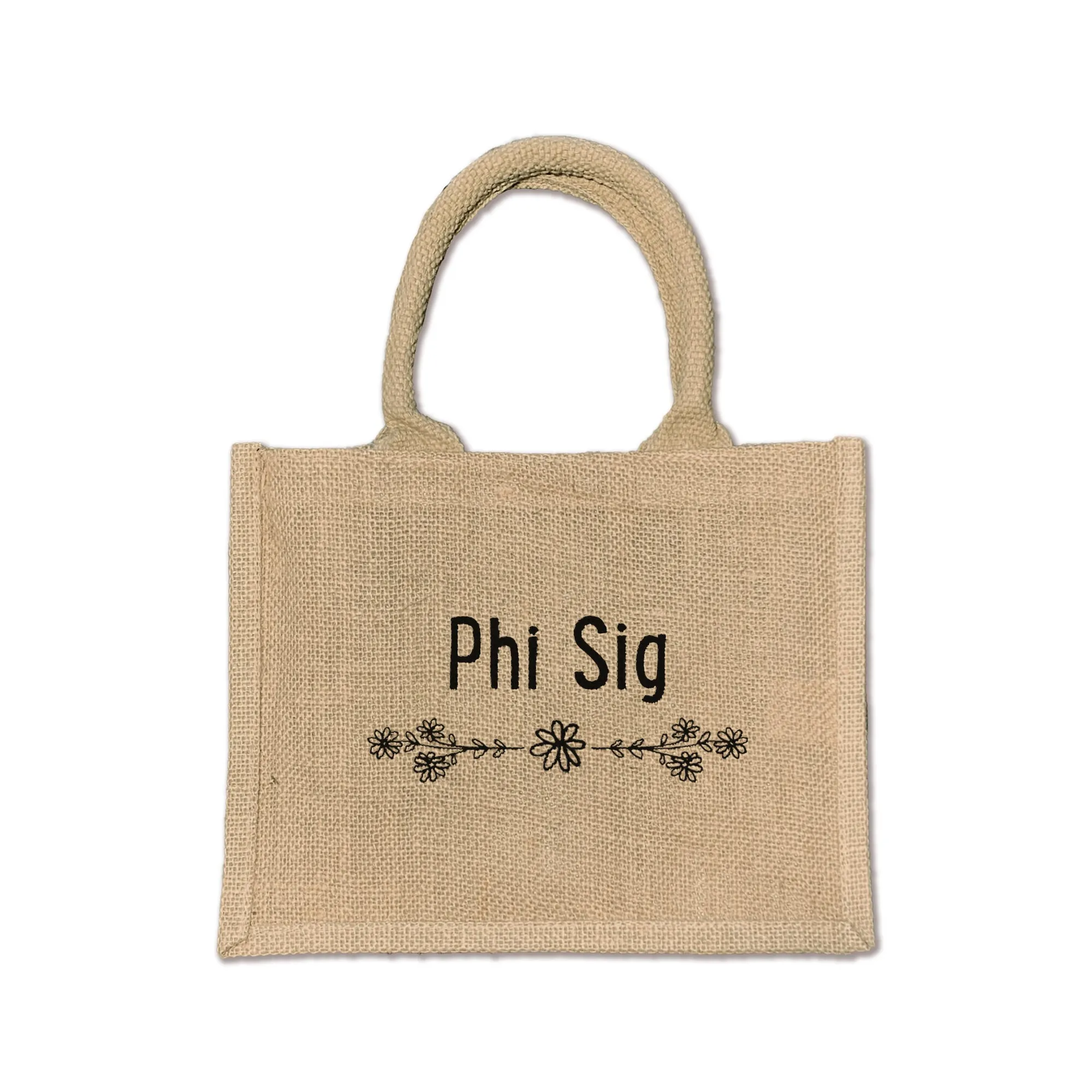 Phi Sigma Sigma  Floral Burlap Sorority Tote Bag – Perfect for Greek Life and College