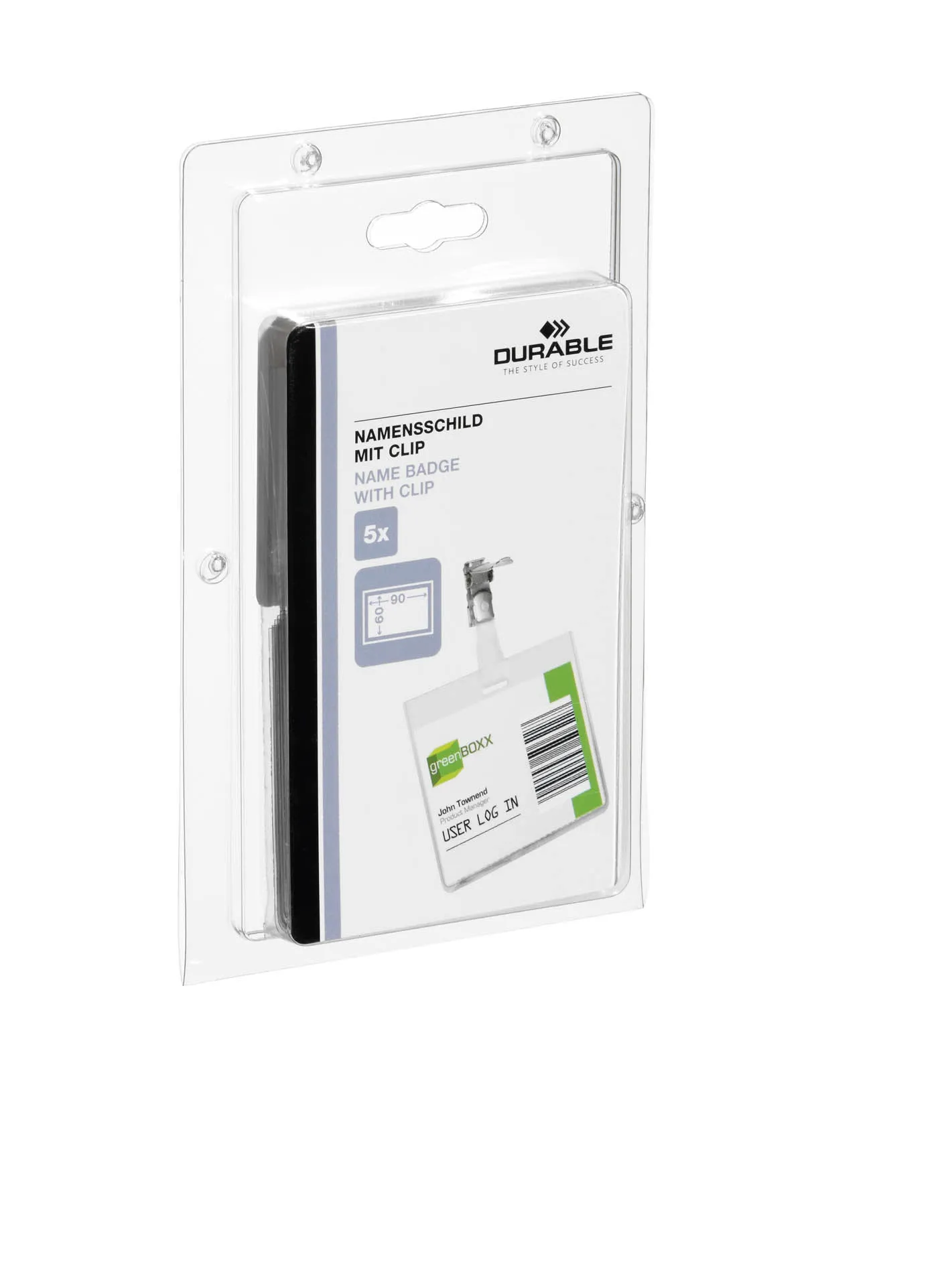 Portanome Tasca Chiusa con Clip 60 x 90 mm Durable