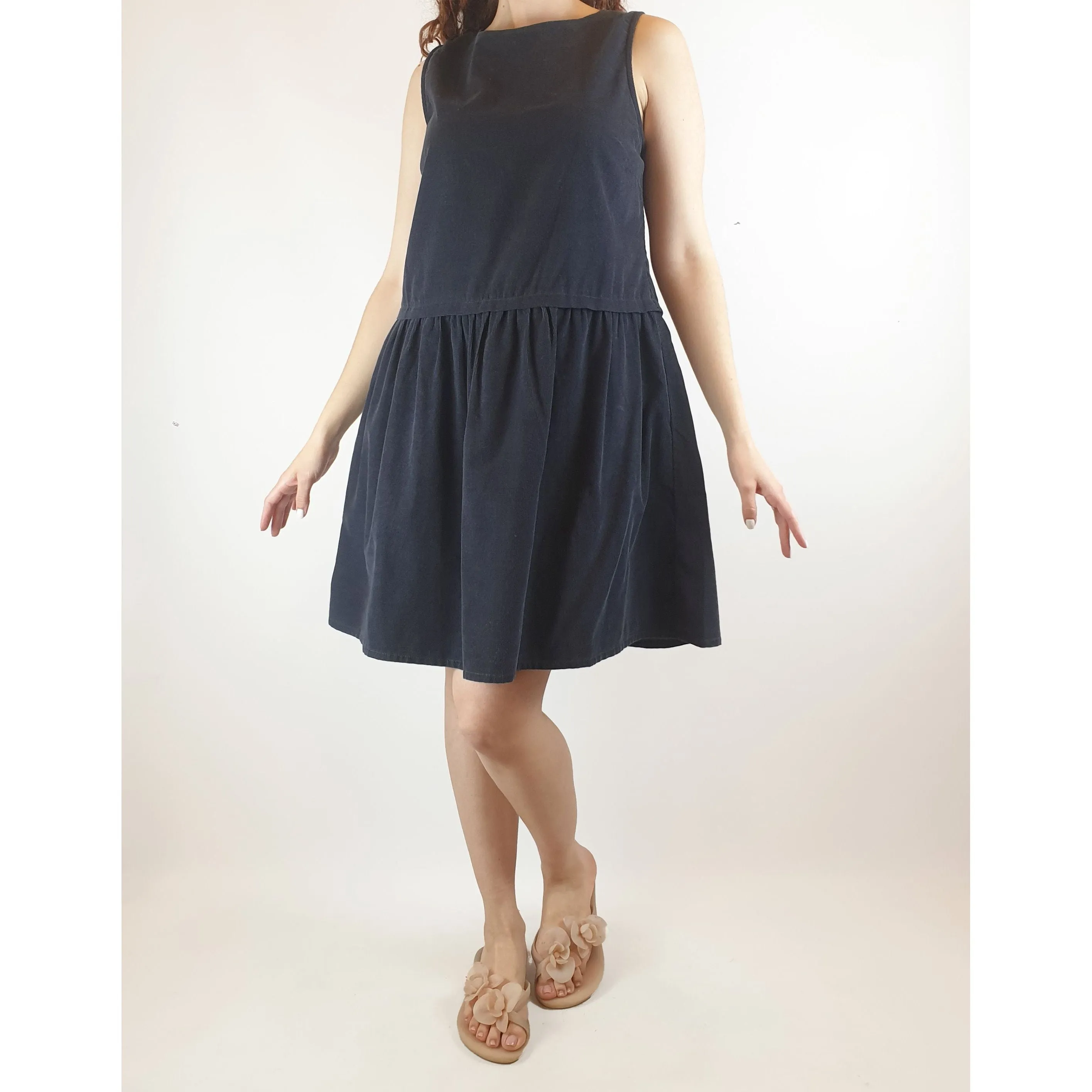 Princess Highway dark navy sleeveless thin cord dress size 10