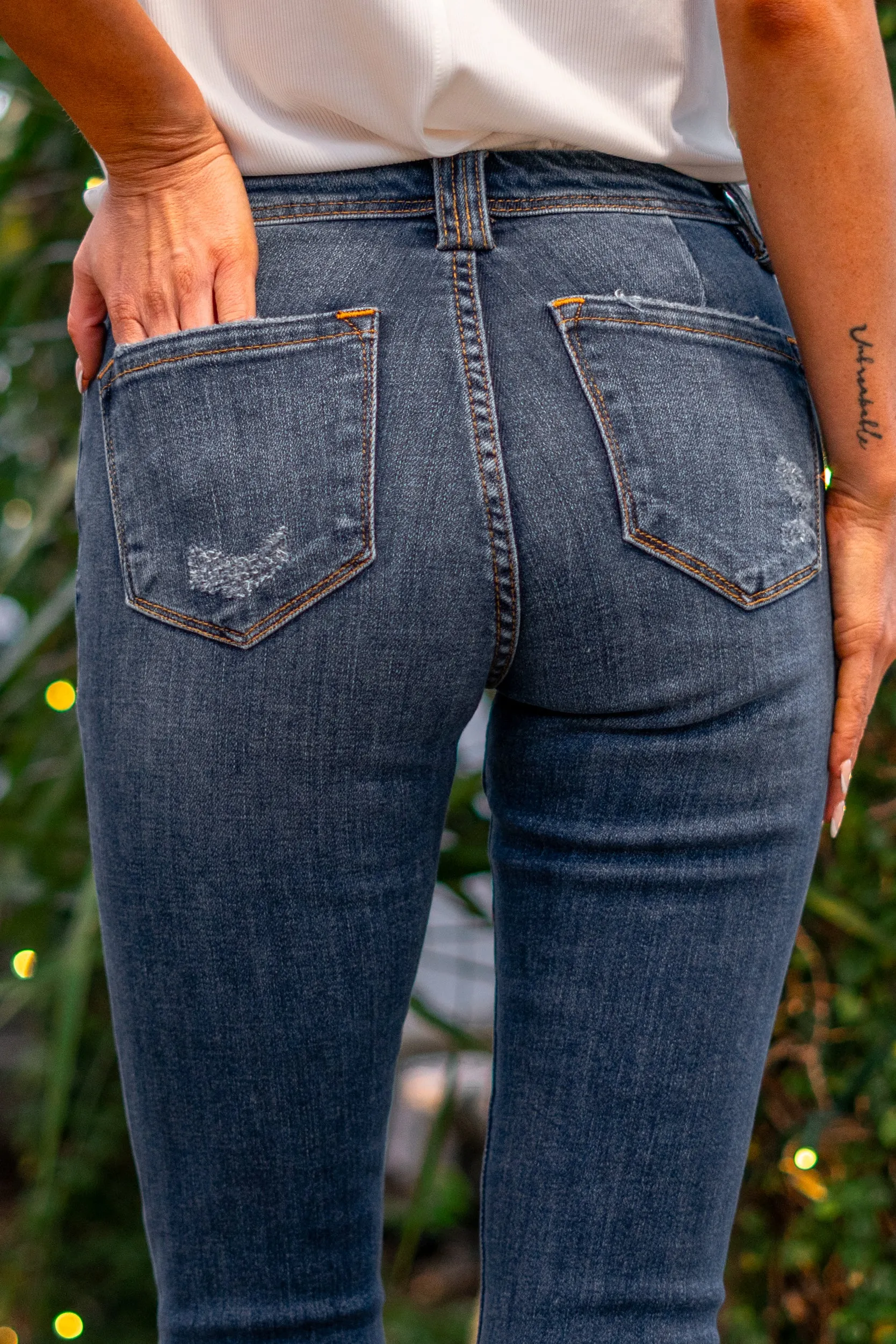 Serenity Dart Detailed Mid Rise Skinny