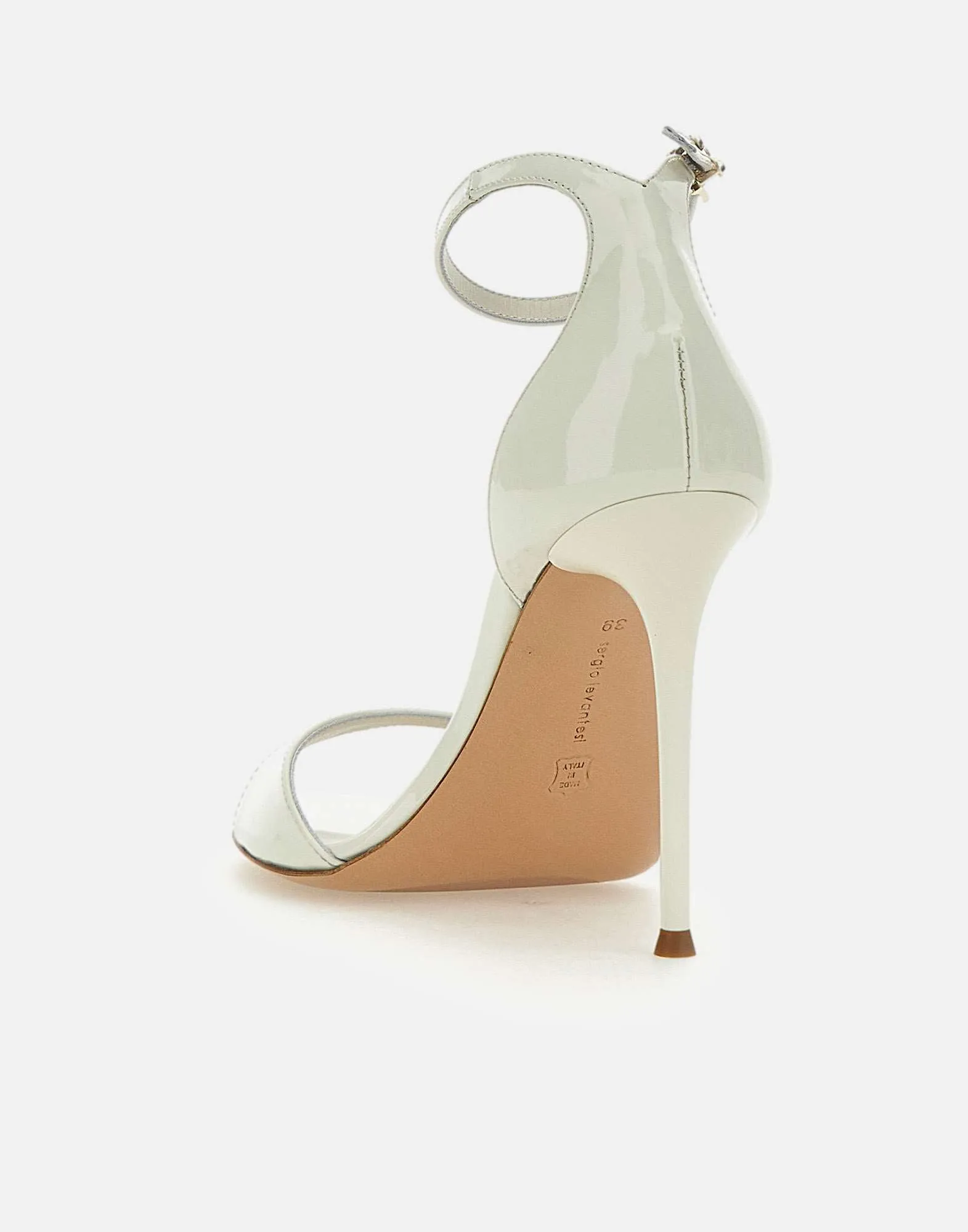 Sergio Levantesi Rave5 White Patent Leather Sandals